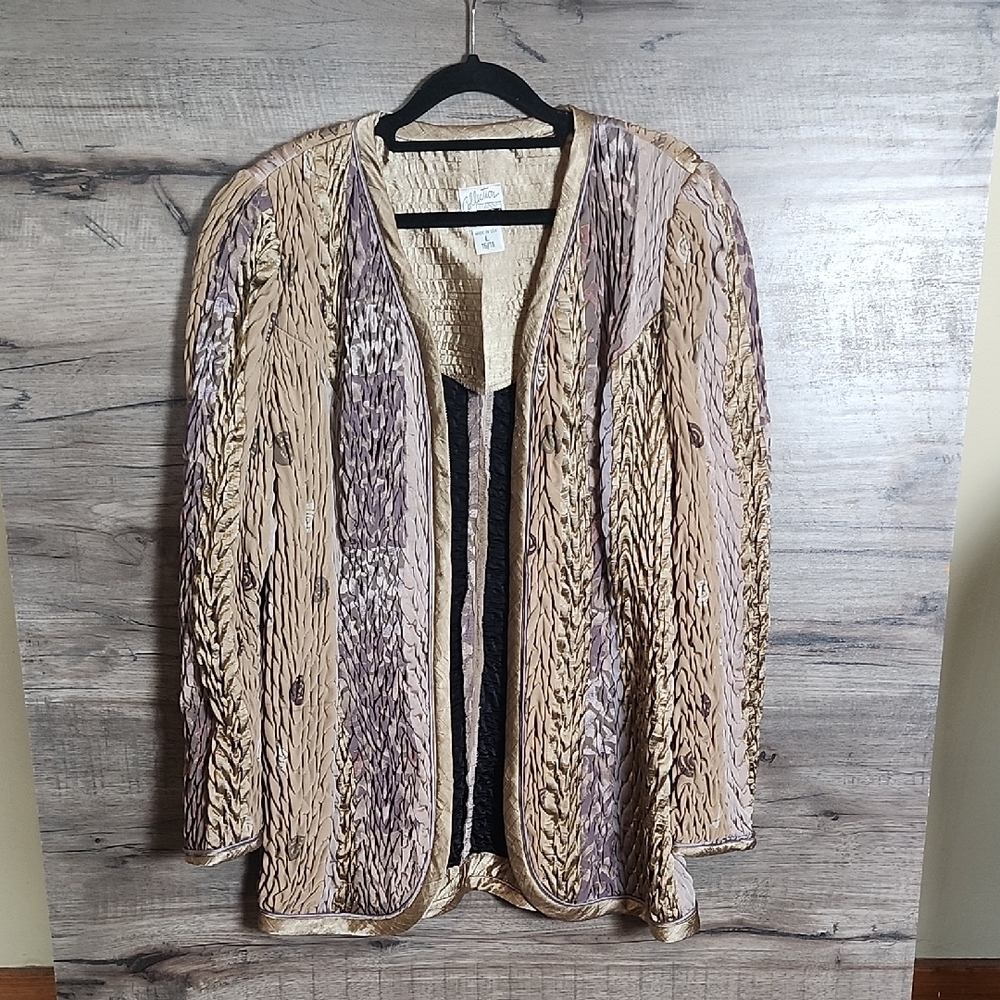 Jeanne Marc Collection Vintage Quilted Jacket In Gold/Lavender